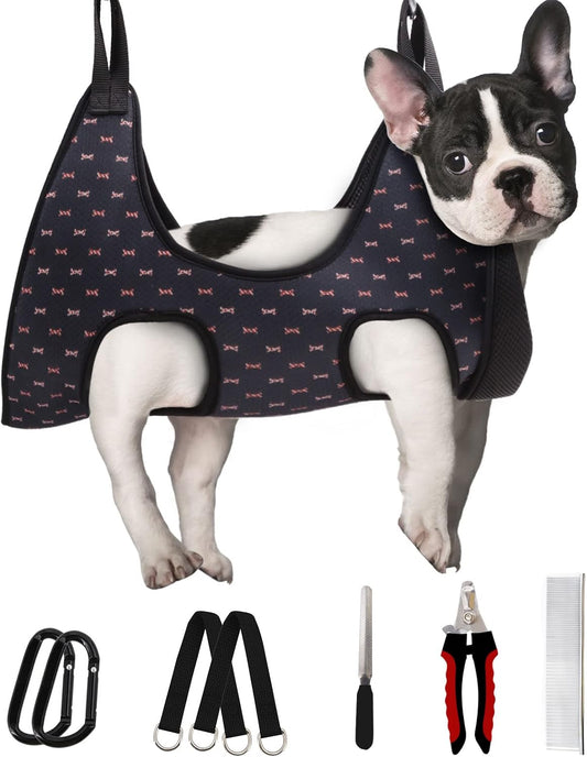 Dog Grooming Hammock Harness for Cats Dogs, Relaxation Pet Grooming Hammock Restraint Dog & Small Animal Leashes Sling for Grooming Dog Grooming Helper for Nail Trimming Clipping Grooming