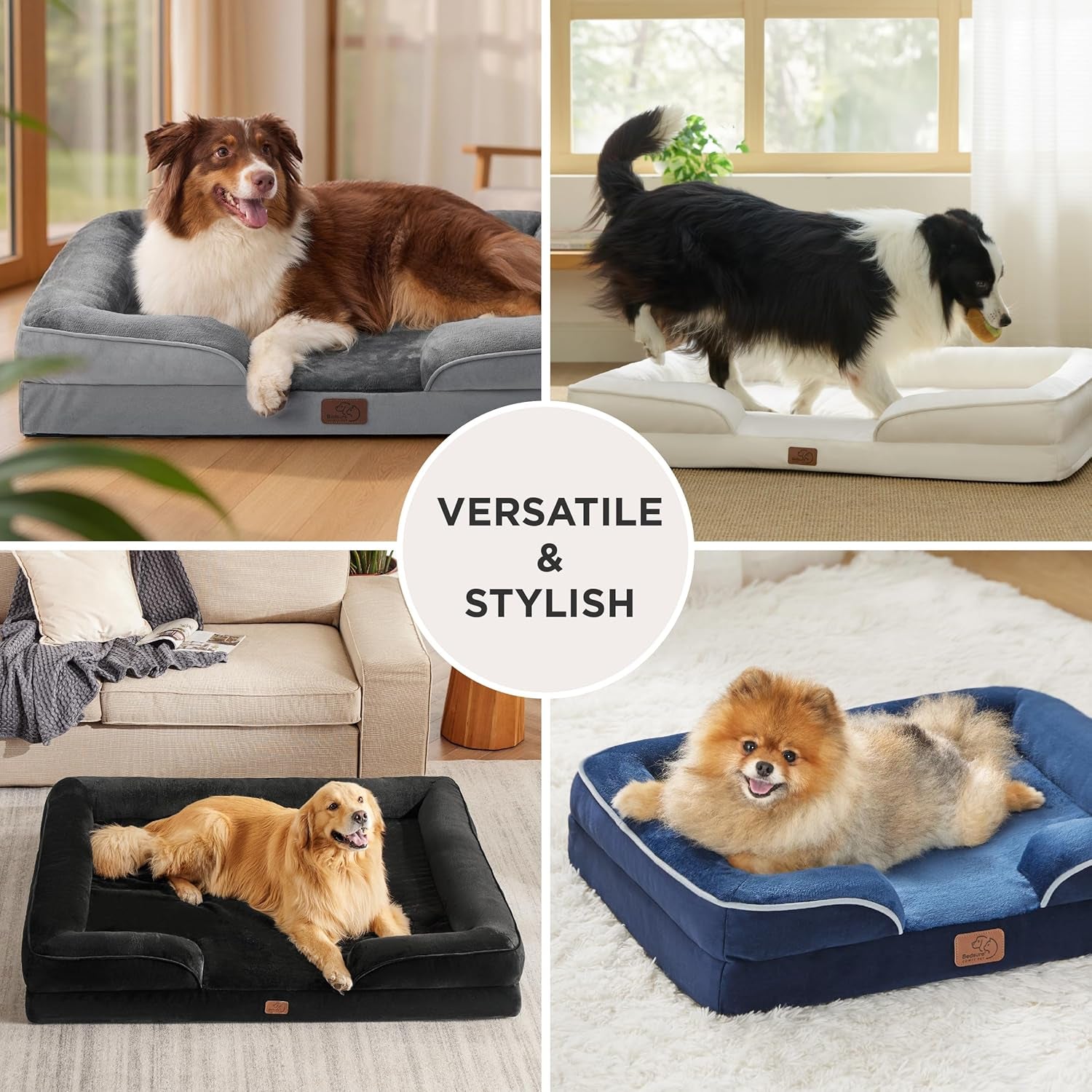 Orthopedic Dog Bed Medium Size Dogs - Washable Medium Dog Cat Bed Waterproof, Comfort Pet Couch Sofa with Washable Removable Cover, Pets Bed with Nonskid Bottom, Grey, 28"