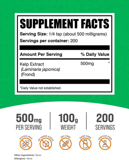 .Com Kelp Extract Powder - Kelp Supplement, Brown Seaweed Extract, Seaweed Powder - Gluten Free, 500Mg per Serving, 100G (3.5 Oz) (Pack of 1)