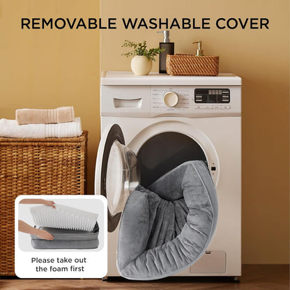 Orthopedic Dog Bed Medium Size Dogs - Washable Medium Dog Cat Bed Waterproof, Comfort Pet Couch Sofa with Washable Removable Cover, Pets Bed with Nonskid Bottom, Grey, 28"